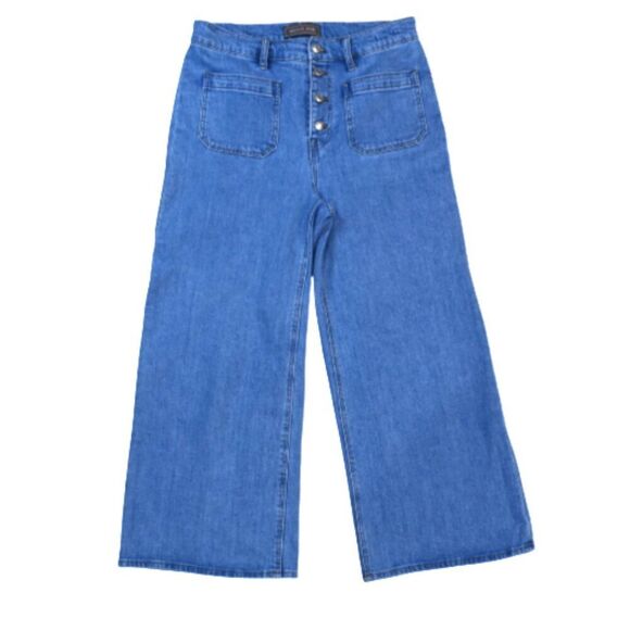 Point Sur Wide Leg Crop Jeans Size 29 Blue High Rise Button Fly J.Crew Denim - Picture 1 of 14